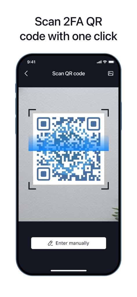 Authenticator App ‘ - Una pantalla de smartphone que muestra la App de Autenticación escaneando un código QR para la configuración 2FA