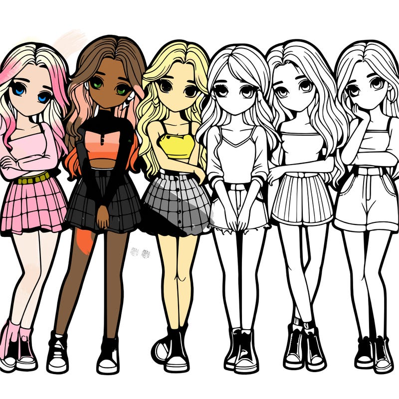 a group of girls realistic