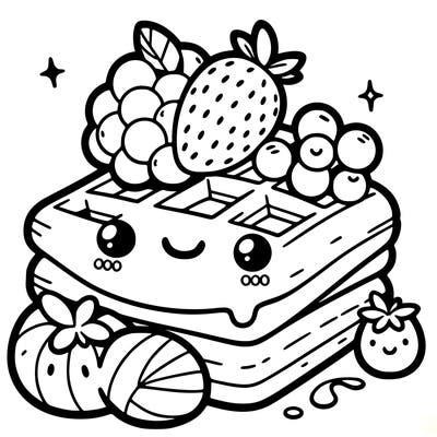 simple waffle with fruit
