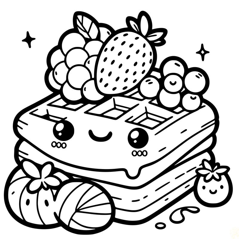 simple waffle with fruit