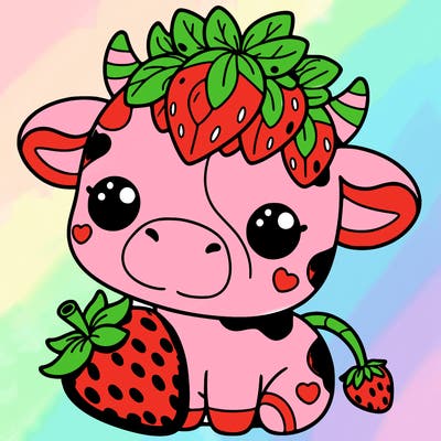 cute strawberry cow