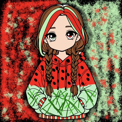 a realistic girl with a oversized hoodie and she has braids