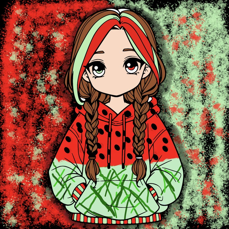 a realistic girl with a oversized hoodie and she has braids