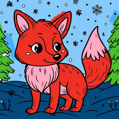 a fox in the snow