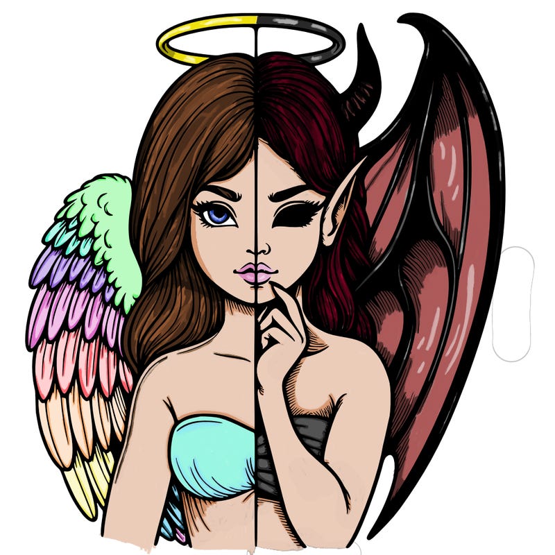 realistic angel half demon