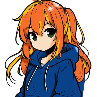 anime girl wearing hoodie