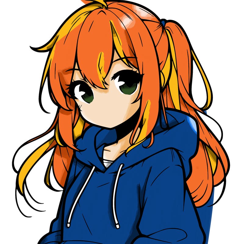 anime girl wearing hoodie