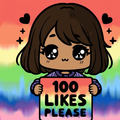 cute girl holding a sign saying 100 likes please