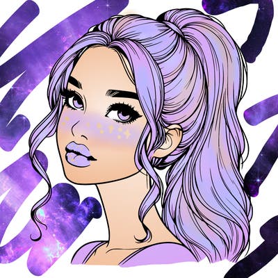 realistic girl with a ponytail on her hair and lips