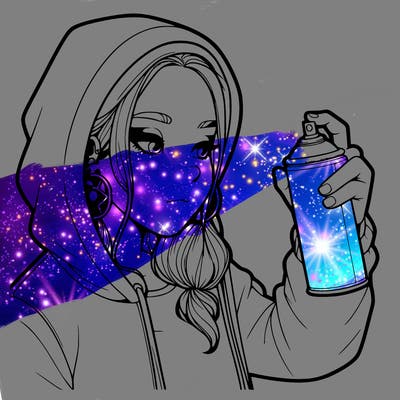 a realistic girl, spray painting