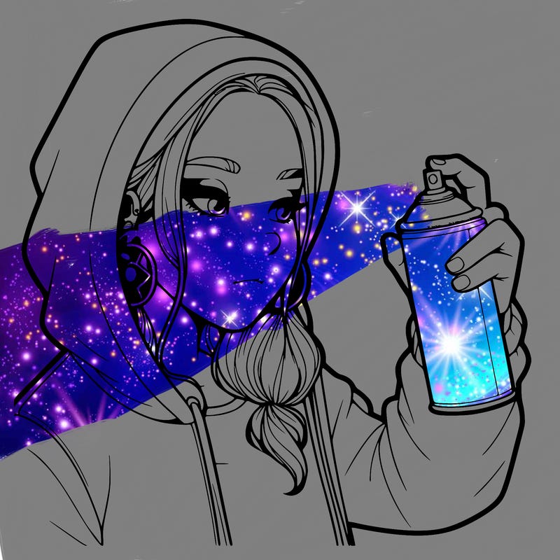 a realistic girl, spray painting