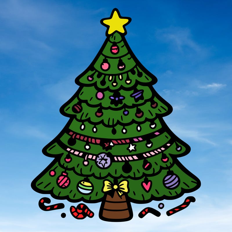 christmas tree with lots of details