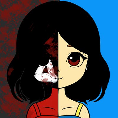 girl half light  half darkness