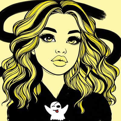 realistic girl with wavy hair and lips