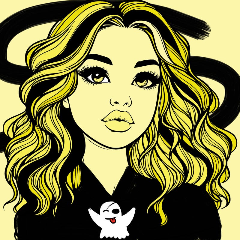 realistic girl with wavy hair and lips