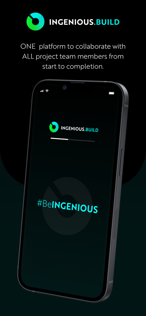 INGENIOUS.BUILD - INGENIOUS BUILD construction project management app splash screen showing collaboration tagline