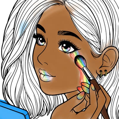 a realistic girl doing her makeup