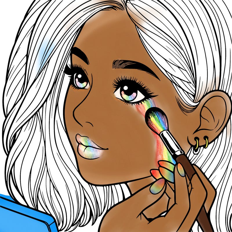 a realistic girl doing her makeup