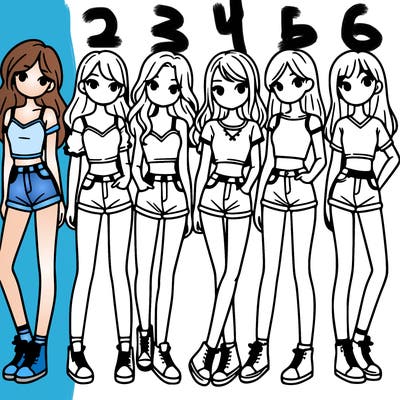 a group of girls wearing crop tops and shorts