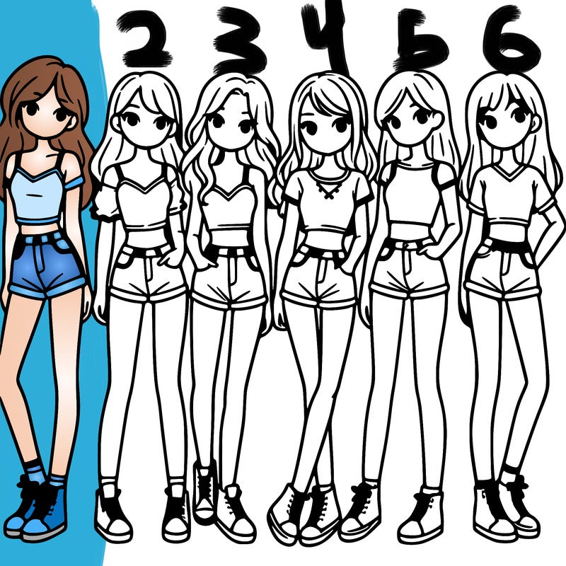 a group of girls wearing crop tops and shorts