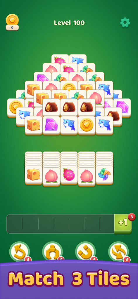 Pantalla del nivel cien del juego Tile Story Cozy Tile Journey de combinación de fichas