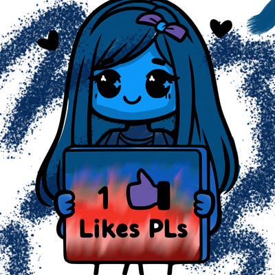 girl holding a sign saying 10 likes pls