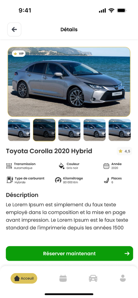 Limo cars - 리모카 모바일 애플리케이션에서 렌트 가능한 토요타 코롤라 2020 하이브리드의 상세 보기