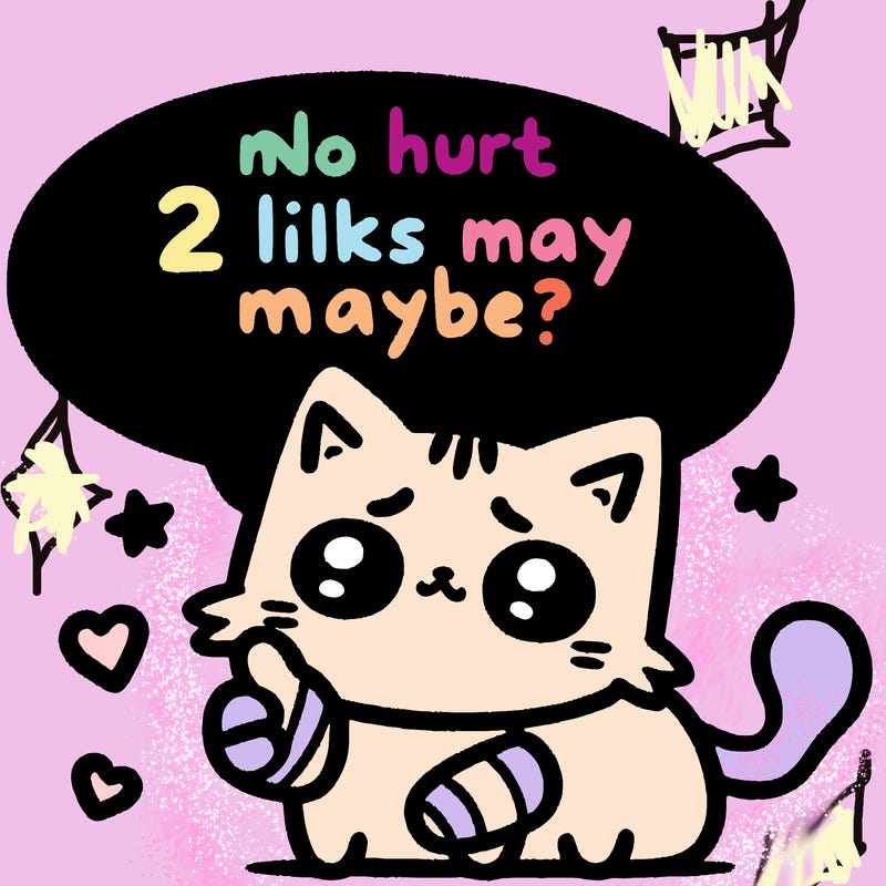 cute cat thats been hurt saiying 2 likes maybe
