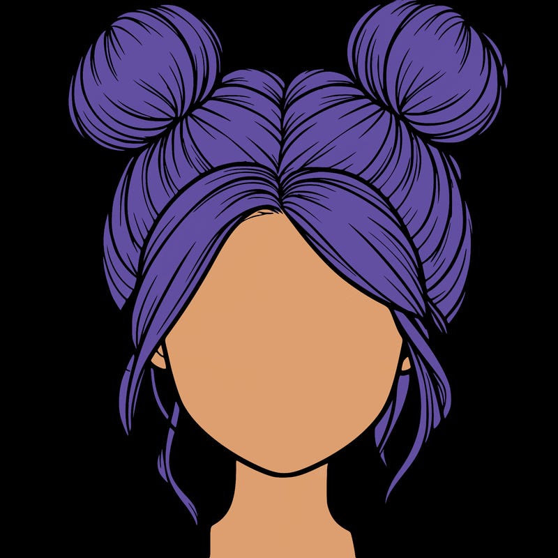 realistic girl with buns on the top of her hair