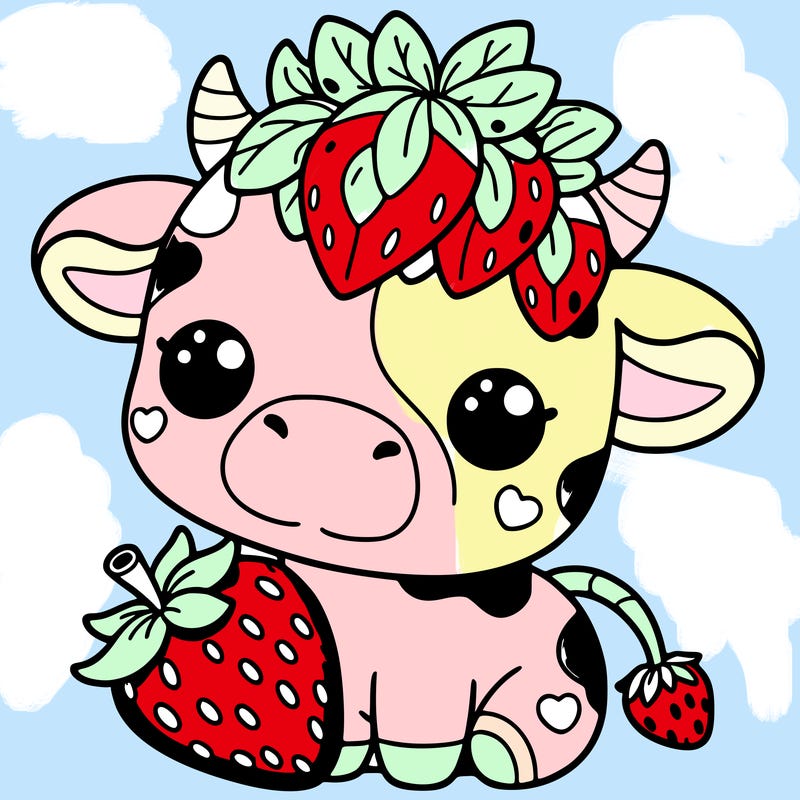 cute strawberry cow