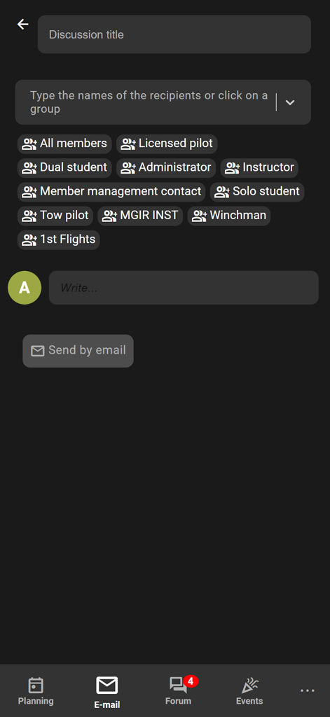 Click n' Glide - Messaging interface for gliding club members and flight instructors in Click n Glide