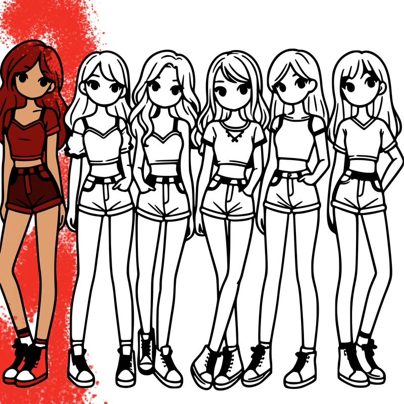 a group of girls wearing crop tops and shorts