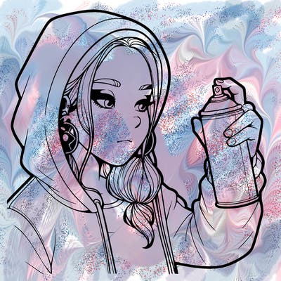 a realistic girl, spray painting