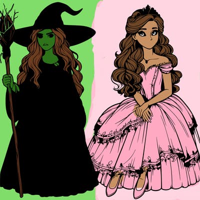 realistic witch and a princess