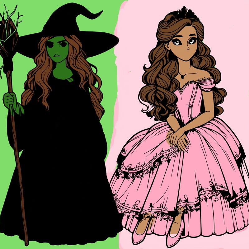 realistic witch and a princess