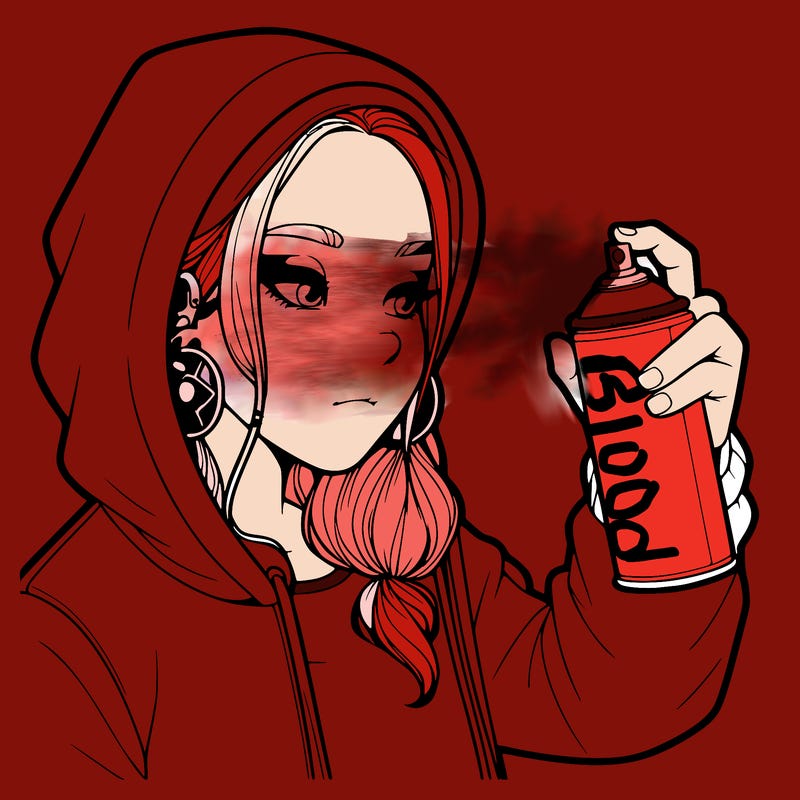 a realistic girl, spray painting