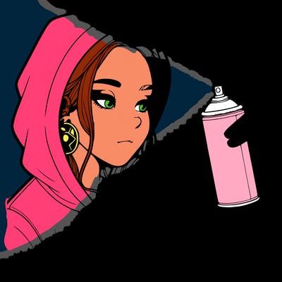 a realistic girl, spray painting