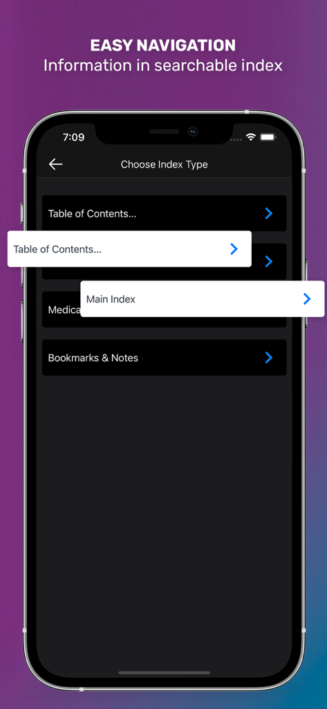 MedSurg Notes: Nurse Pkt Guide - Navegación fácil e índice de búsqueda dentro de la aplicación MedSurg Notes