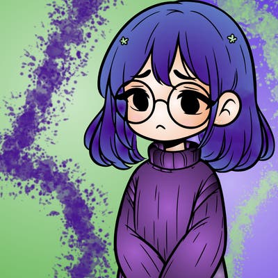 sad girl with glasses in a sweater