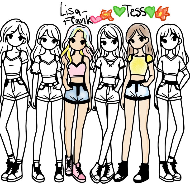 a group of girls wearing crop tops and shorts