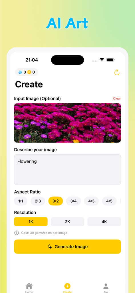 Z-Image - AI Image Editor - The creation interface of Z-Image AI Image Editor showing prompt input and aspect ratio selection for AI image generation.