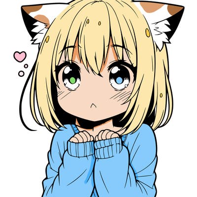 shy anime catgirl