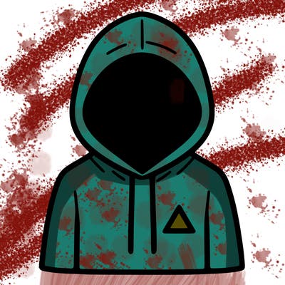 a person with non face waering a hoodie with a small triangle symbol