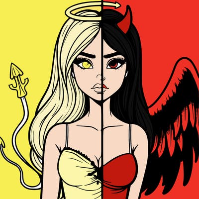 devil vs angel realistic girl