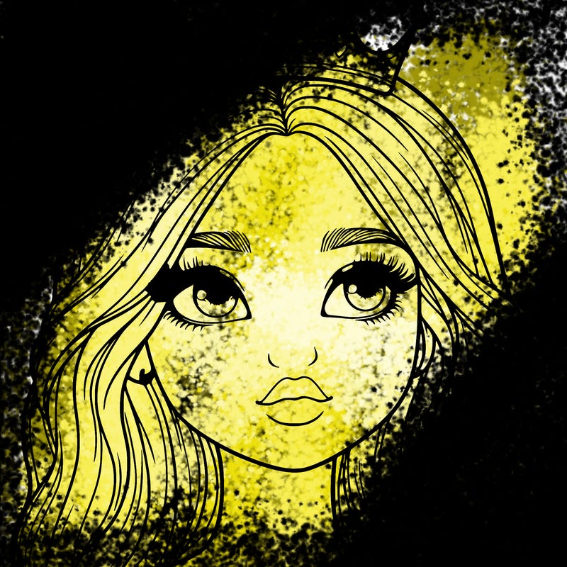 a realistic girl with a crown on