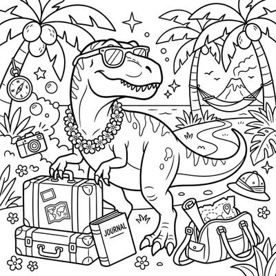 Get ready for a prehistoric beach escape with this awesome Megalosaurus vacation coloring page. Imagine this giant dinosaur enjoying the sun, sand, and ocean as you bring it to life with vibrant colors.