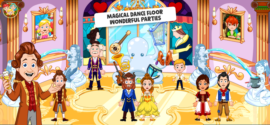Wonderland : Beauty & Beast - Beauty and Beast characters on a magical dance floor in a grand palace setting
