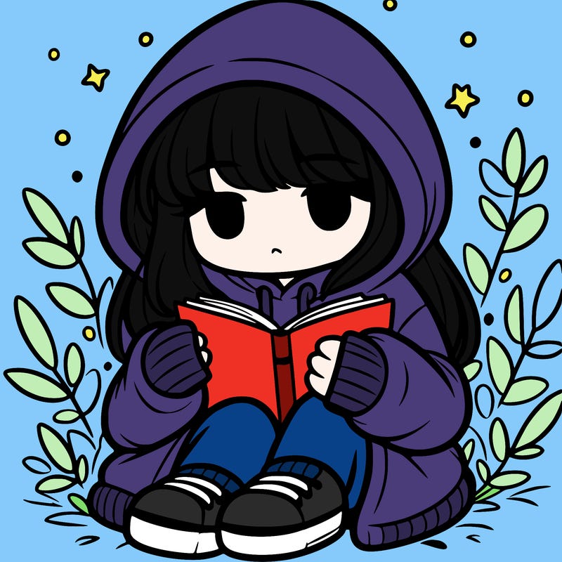 girl in oversized hoodie reading a book