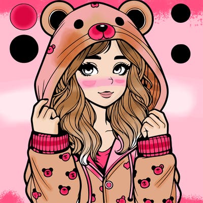 realistic girl in a animal pjs hoodie