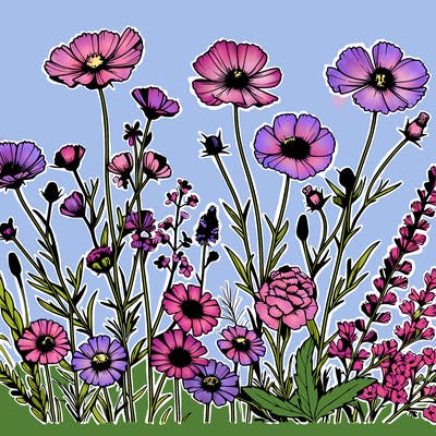 beautiful wildflowers realistic